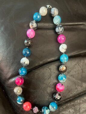 Big colored agate beads necklace